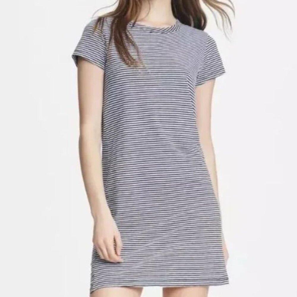Rag & Bone | Pima Cotton "The Slub Tee Mini Dress" Black & White | Size Medium